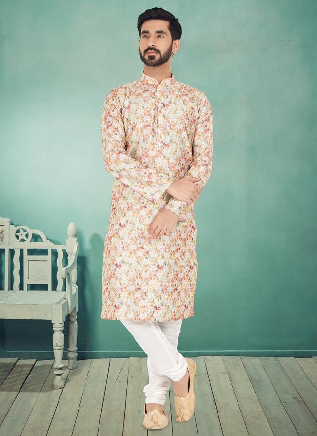 Dhupion Silk Multi Colour Festival Wear Printed Readymade Kurta Pajama